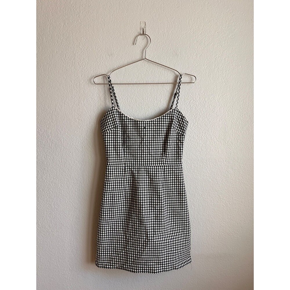 Urban Outfitters Southold Gingham Mini Dress in Black/White Size SMALL